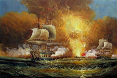 Peinture intitulée "Naval battle 104" par Lermay Chang, Œuvre d'art originale, Huile Monté sur Châssis en bois