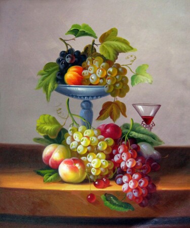 Painting titled "Fruit 030" by Lermay Chang, Original Artwork, Oil Mounted on Wood Stretcher frame