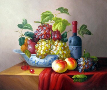 Painting titled "Fruit 035" by Lermay Chang, Original Artwork, Oil Mounted on Wood Stretcher frame