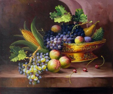 Painting titled "Fruit 046" by Lermay Chang, Original Artwork, Oil Mounted on Wood Stretcher frame