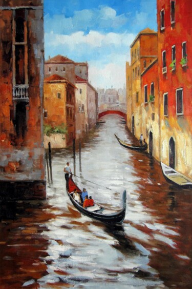 Картина под названием "Venice 143" - Lermay Chang, Подлинное произведение искусства, Масло Установлен на Деревянная рама для…