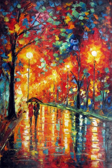 Картина под названием "Romantic Night 104" - Lermay Chang, Подлинное произведение искусства, Масло Установлен на Деревянная…