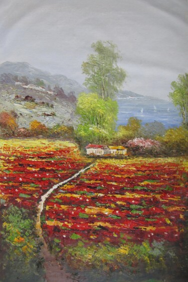 Картина под названием "Tuscany 102" - Lermay Chang, Подлинное произведение искусства, Масло Установлен на Деревянная рама дл…
