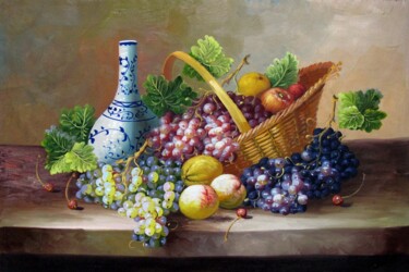 Painting titled "Fruit china 004" by Lermay Chang, Original Artwork, Oil Mounted on Wood Stretcher frame