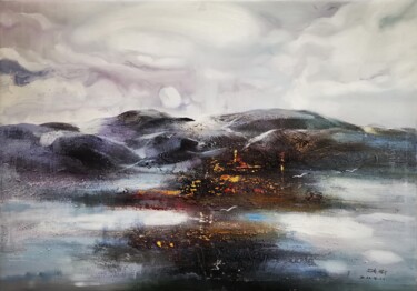 Painting titled "Landview 001D" by Lermay Chang, Original Artwork, Acrylic Mounted on Wood Stretcher frame
