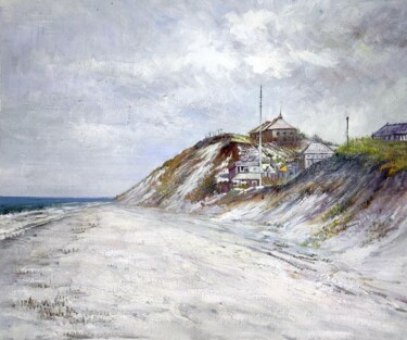 Painting titled "Seaside 401D" by Lermay Chang, Original Artwork, Oil Mounted on Wood Stretcher frame