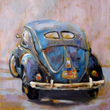 Painting titled "Car 002" by Lermay Chang, Original Artwork, Oil Mounted on Wood Stretcher frame