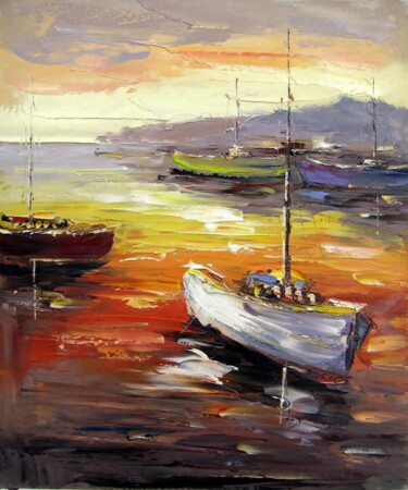 Peinture intitulée "Boat #116" par Lermay Chang, Œuvre d'art originale, Huile Monté sur Châssis en bois