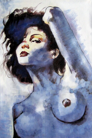 Painting titled "Nude 018D" by Lermay Chang, Original Artwork, Oil Mounted on Wood Stretcher frame