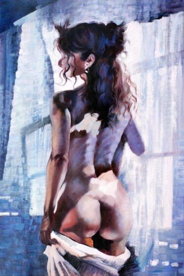 Painting titled "Nude 019D" by Lermay Chang, Original Artwork, Oil