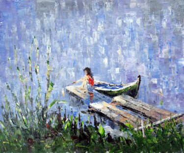 Painting titled "waterside 403" by Lermay Chang, Original Artwork, Oil Mounted on Wood Stretcher frame