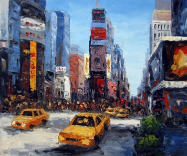 Painting titled "Time Square 104" by Lermay Chang, Original Artwork, Oil