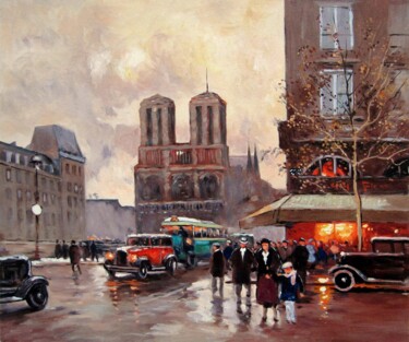 Painting titled "Paris 915D" by Lermay Chang, Original Artwork, Oil