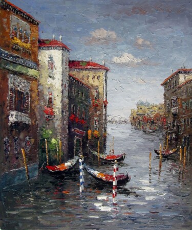 Painting titled "Venice 012" by Lermay Chang, Original Artwork, Oil Mounted on Wood Stretcher frame