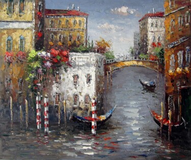 Painting titled "Venice 017" by Lermay Chang, Original Artwork, Oil Mounted on Wood Stretcher frame