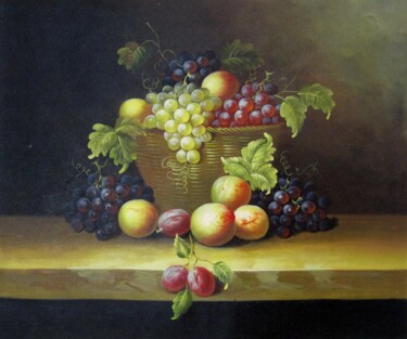 Painting titled "Fruit 014" by Lermay Chang, Original Artwork, Oil Mounted on Wood Stretcher frame