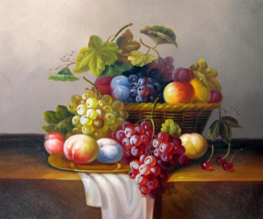 Painting titled "Fruit 043" by Lermay Chang, Original Artwork, Oil Mounted on Wood Stretcher frame