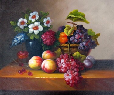 Painting titled "Fruit 044" by Lermay Chang, Original Artwork, Oil Mounted on Wood Stretcher frame