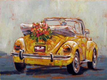 Painting titled "Car 103D" by Lermay Chang, Original Artwork, Oil Mounted on Wood Stretcher frame
