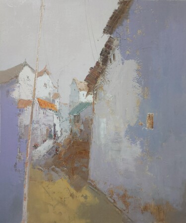 Painting titled "Street 64D" by Lermay Chang, Original Artwork, Oil Mounted on Wood Stretcher frame