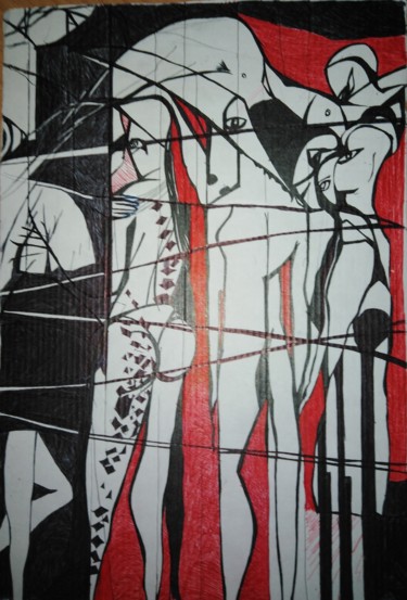 「Сети социальные」というタイトルの絵画 Nairaによって, オリジナルのアートワーク, インク