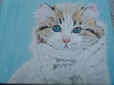 Painting titled "Muki le chaton" by Marie-Claude Le Roux, Original Artwork, Acrylic