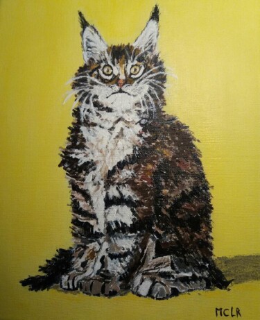 Peinture intitulée "Chaton Maine-Coon." par Marie-Claude Le Roux, Œuvre d'art originale, Acrylique