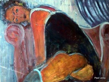 Painting titled "Femme aux cuisses n…" by Paul Leroy, Original Artwork, Oil