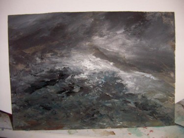Peinture intitulée "orage sur le ventoux" par Marc Lerude, Œuvre d'art originale