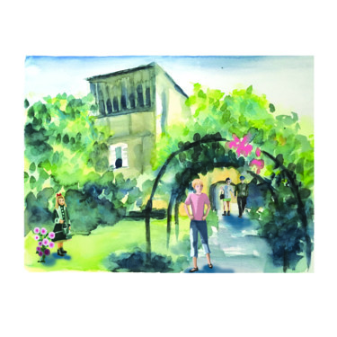 Pittura intitolato "jardins-r.jpg" da Andrée, Opera d'arte originale, Acquarello