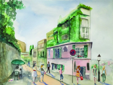 Painting titled "maison-r.jpg" by Andrée, Original Artwork, Watercolor