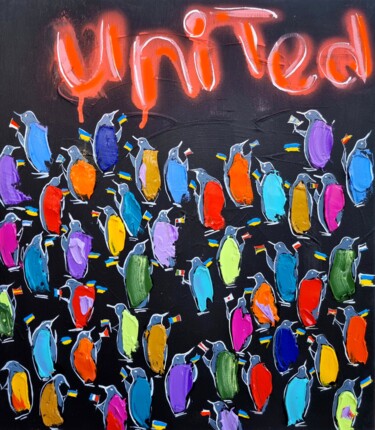 Pittura intitolato "United" da Les Panchyshyn, Opera d'arte originale, Olio Montato su Telaio per barella in legno