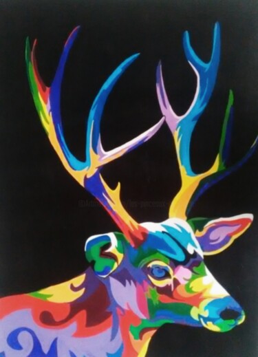 Peinture intitulée "Color Caribou" par Les Pinceaux De Marie, Œuvre d'art originale, Acrylique