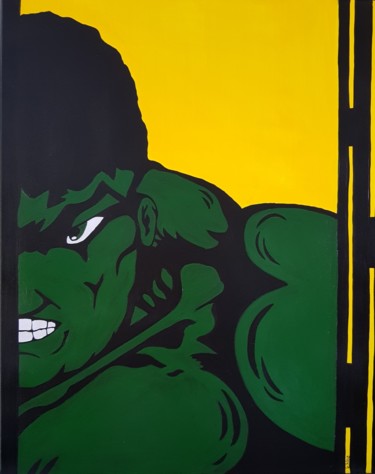 Pittura intitolato ""Hulk" acrylique su…" da Les Pinceaux De Marie, Opera d'arte originale, Acrilico
