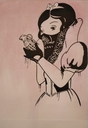 Drawing titled "blanche neige" by Les Pinceaux De Marie, Original Artwork, Acrylic