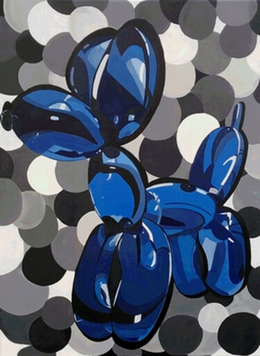 Картина под названием "Blue Bubble Dog" - Les Pinceaux De Marie, Подлинное произведение искусства, Акрил