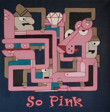 Malerei mit dem Titel "So Pink" von Les Pinceaux De Marie, Original-Kunstwerk, Acryl Auf Keilrahmen aus Holz montiert