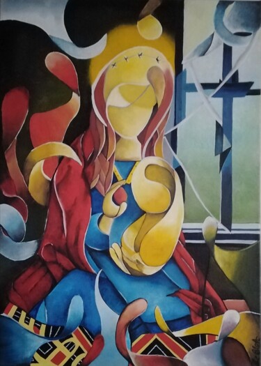 Painting titled "Divine" by Les Pinceaux De Marie, Original Artwork, Acrylic Mounted on Wood Stretcher frame
