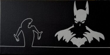 Pintura intitulada "La linéa & Batman" por Les Pinceaux De Marie, Obras de arte originais, Acrílico Montado em Armação em ma…