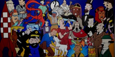 Pintura intitulada "Tintin & Co" por Les Pinceaux De Marie, Obras de arte originais, Acrílico