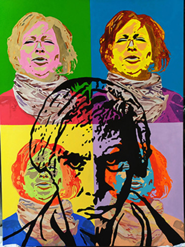 Peinture intitulée "Aline et Warhol" par Raymond (Herka) Koelblen, Œuvre d'art originale, Acrylique