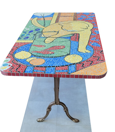 Design intitulée "Table Le Chat" par Raymond (Herka) Koelblen, Œuvre d'art originale, Meuble