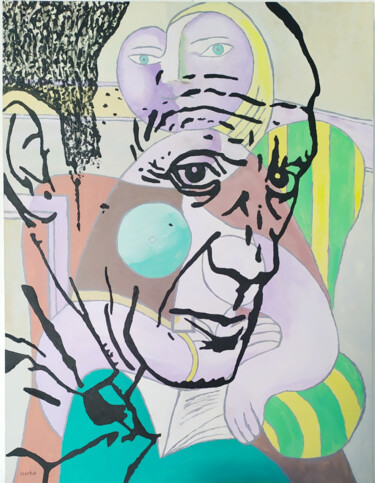 Peinture intitulée "Picasso copie" par Raymond (Herka) Koelblen, Œuvre d'art originale, Acrylique