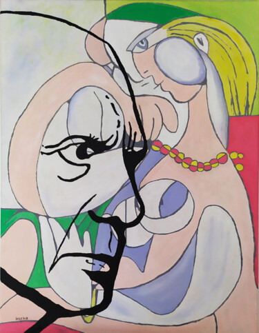Peinture intitulée "Picasso Nu au colli…" par Raymond (Herka) Koelblen, Œuvre d'art originale, Acrylique