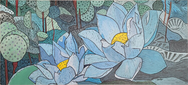 Painting titled "Lotus" by Raymond (Herka) Koelblen, Original Artwork, Acrylic