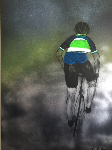 Peinture intitulée "Cycliste" par Lesbats, Œuvre d'art originale, Acrylique