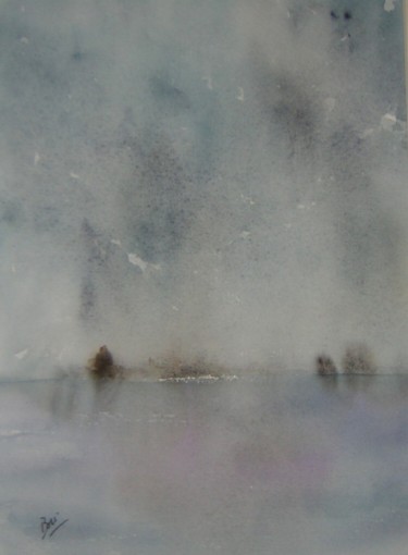 Peinture intitulée "brume sur la mer" par Brigitte-Noelle, Œuvre d'art originale, Huile
