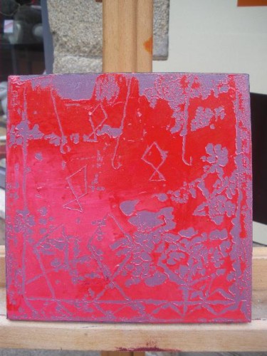 Peinture intitulée "rouge ,japonise" par Catherine Furic, Œuvre d'art originale