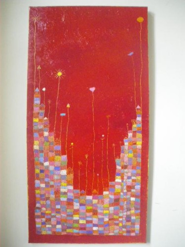 Painting titled "HELIUM ROUGE" by Catherine Furic, Original Artwork