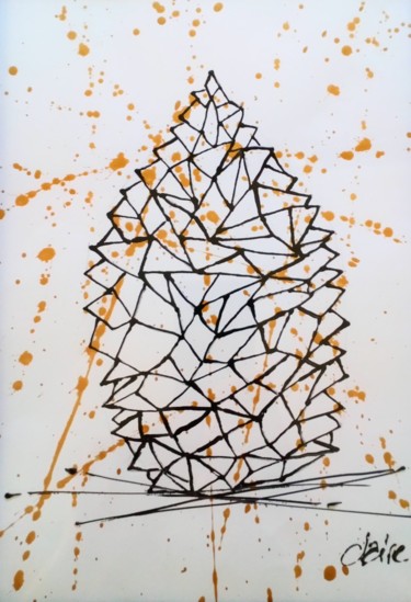 Картина под названием "Pomme de pin géomét…" - Les Couleurs De Claire, Подлинное произведение искусства, Акрил